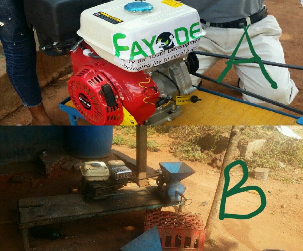 Grinding mill donated by FAYODE to Ms Aishat Odegbaro